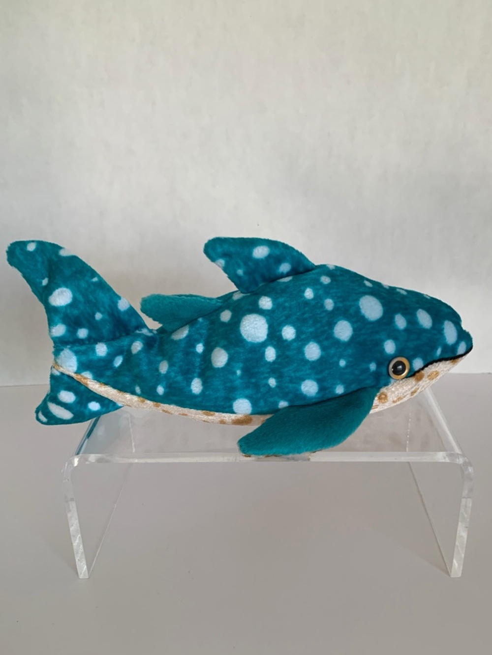 NWT Beanie Baby Ty Poseidon Whale 2000 Retired Vintage Ocean Blue Tan Polka Dots - Picture 2 of 15